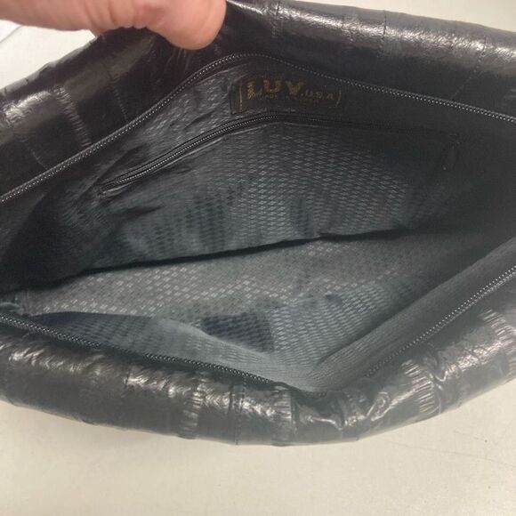 LUV. U.S.A.Women’s Genuine Eel Skin Crossbody Handbag 9.5X3.5X14 Black - Picture 11 of 12